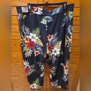 Soho Apparel Tropical Leaf Print Pants